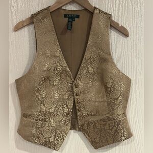 Lauren Ralph Lauren Gold Brocade Paisley Vest 
Women's Size 6